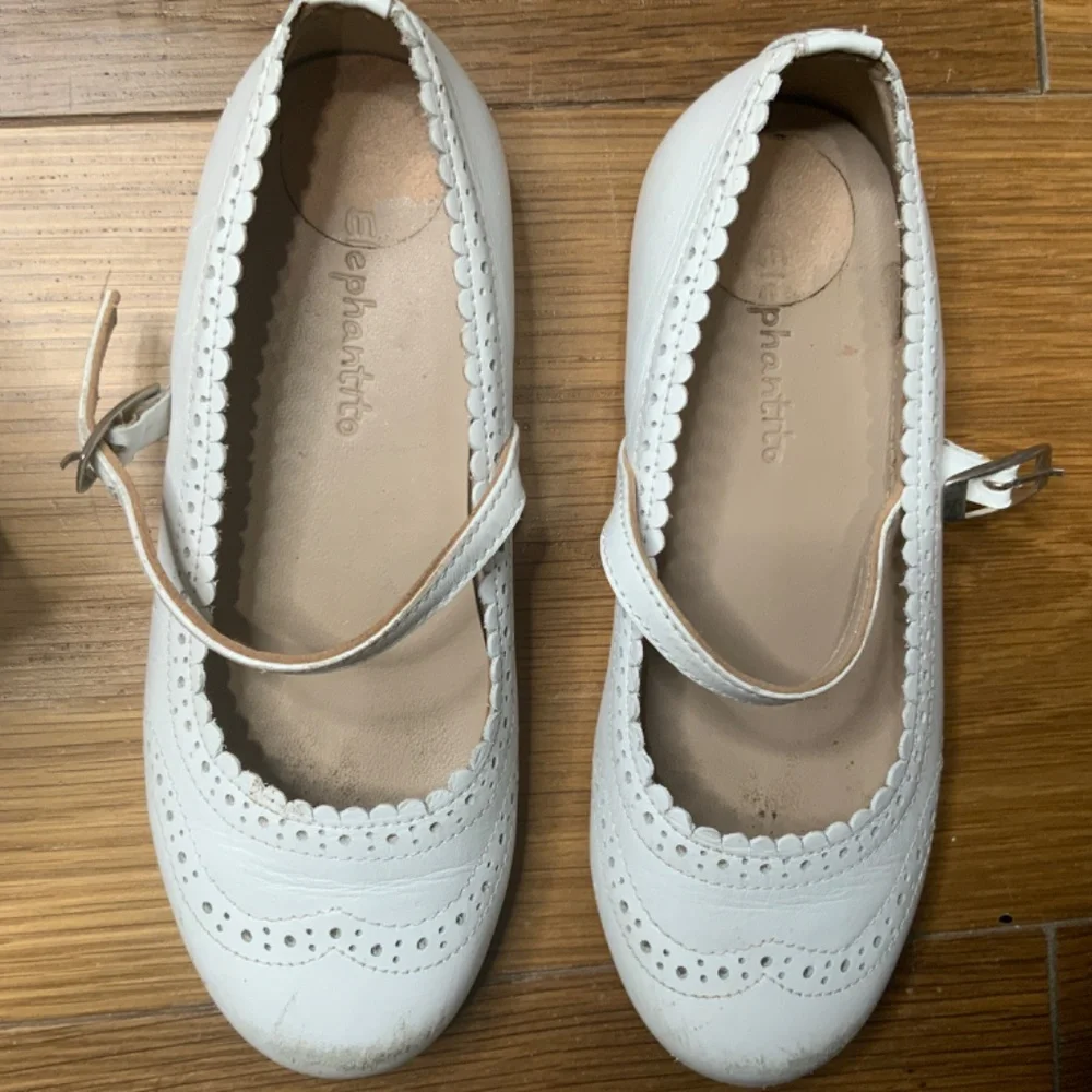 Elephantito Vicky Ballerina White Leather Shoes